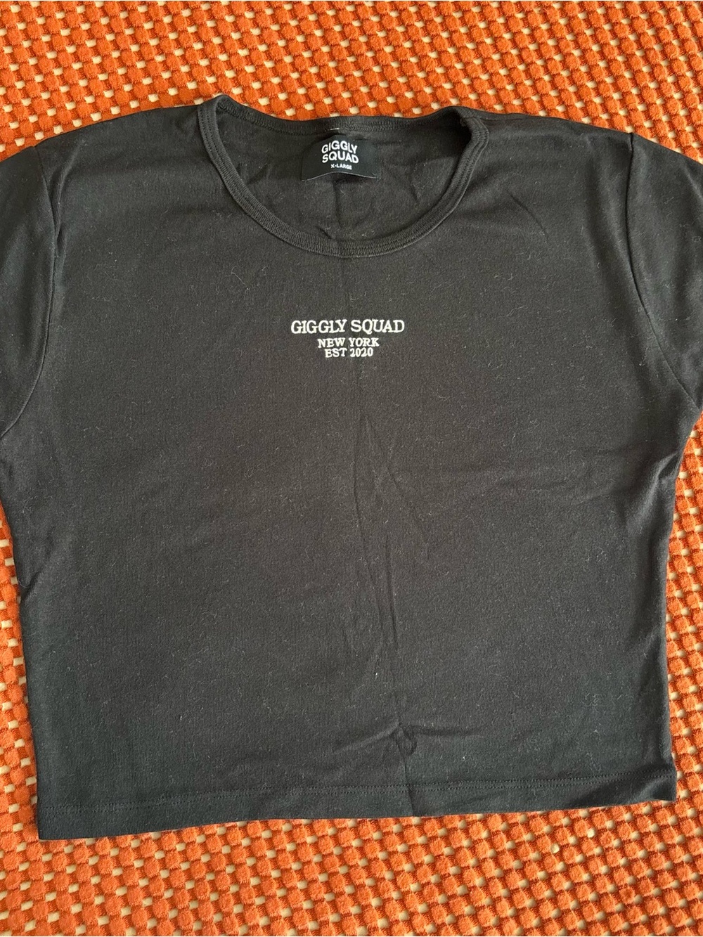 Black Crop Top with Chest Logo